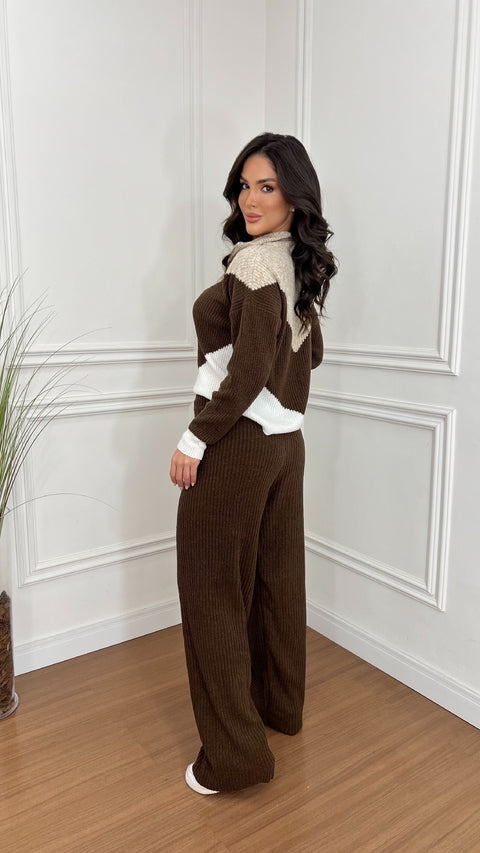 Conjunto Tricot Flávia Marrom